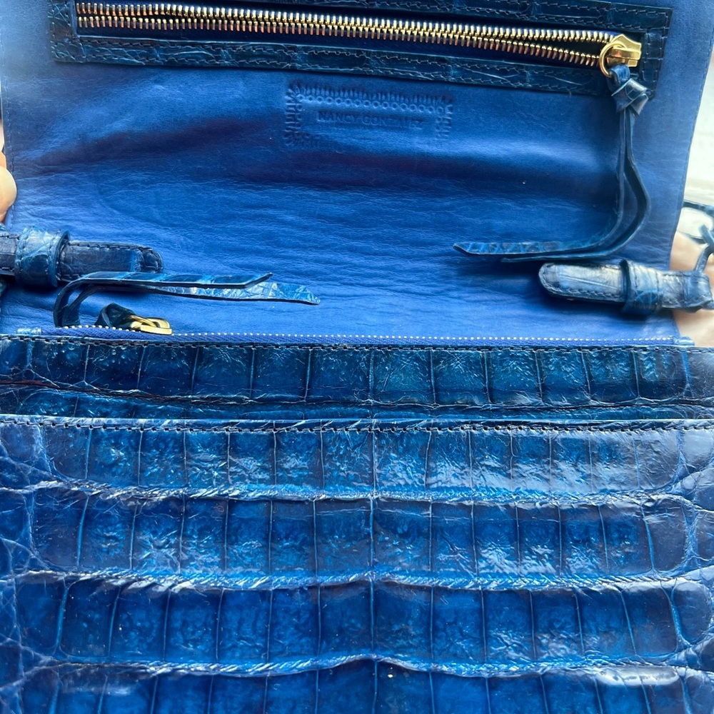 Nancy Gonzalez Blue Crocodile Leather Clutch